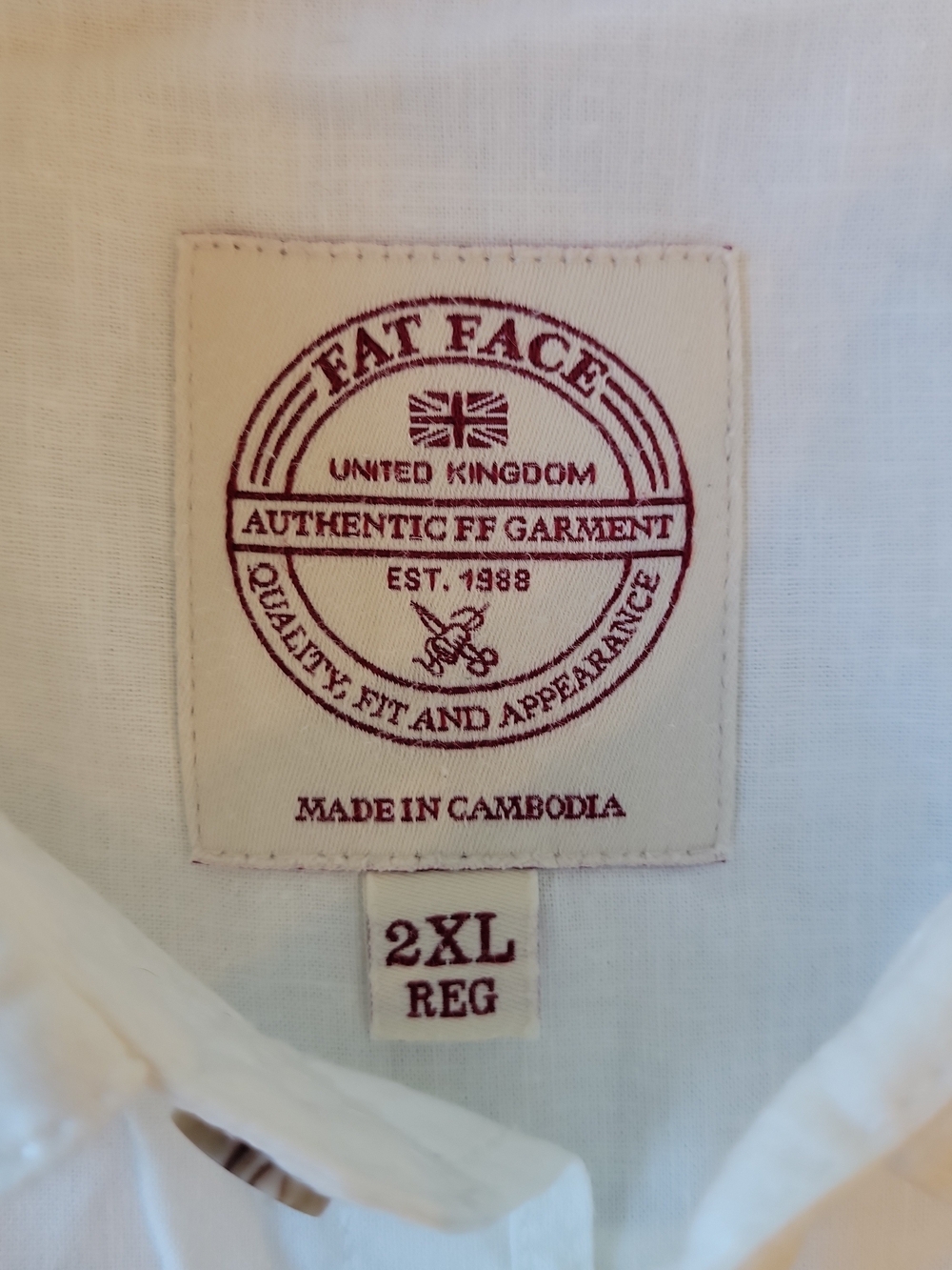 Fat Face Shirt Men's 2XL White Linen Blend Short Sleeve Pocket - Ships‎ from USA - Picture 4 of 7
